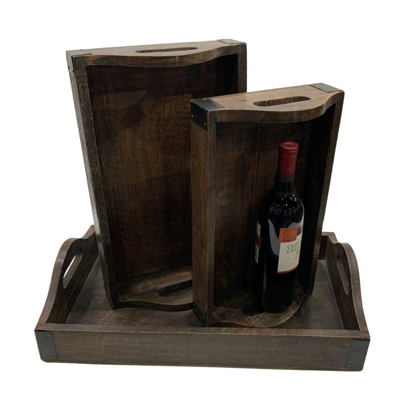 Alejadro Solid Wood Tray - Set of 3