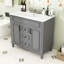 Meuble-lavabo de salle de bain avec lavabo, tablettes de rangement, tiroirs et portes-677733597