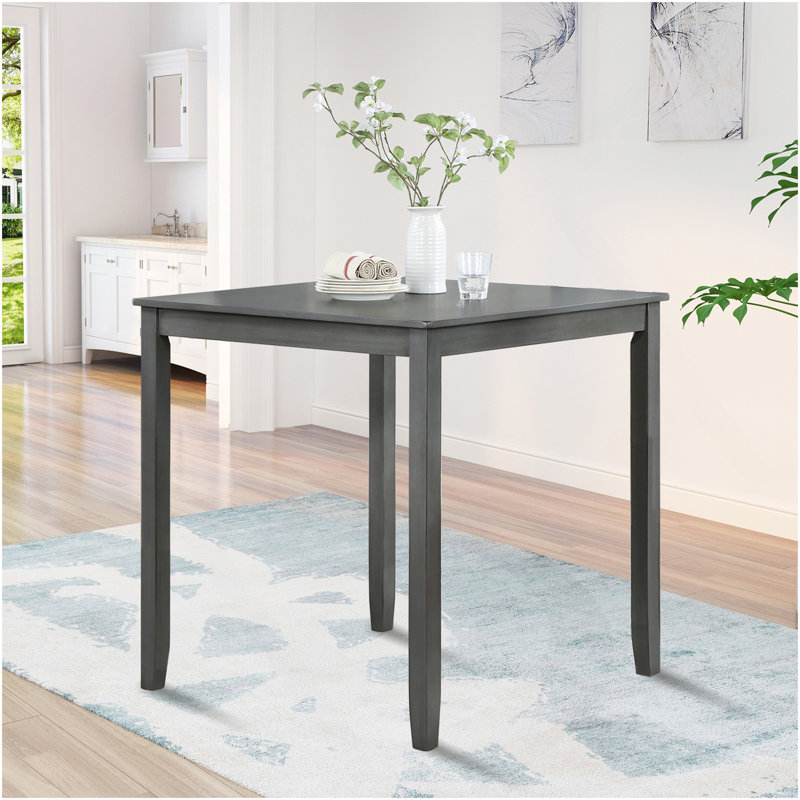 Table de salle à manger en bois carrée, table de cuisine pour petit espace, table de comptoir pour 4 personnes, gris, SEULEMENT LA TABLE