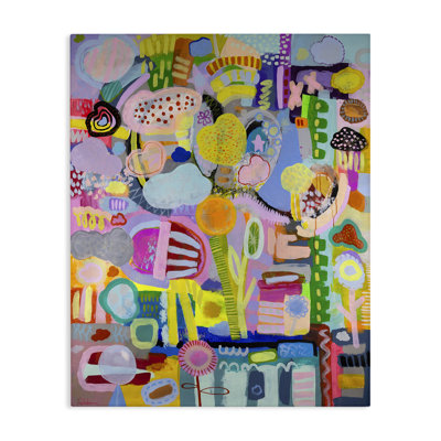 Grande toile fantaisiste avec collage, design par Mary Robertson