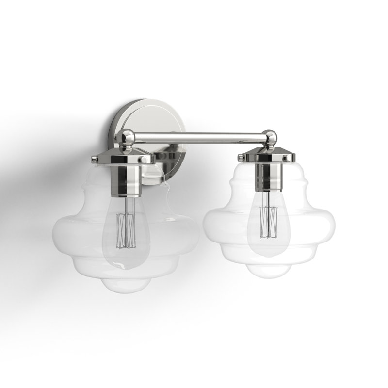Marah 2 Light Transparent Dimmable Vanity Light, Polished Nickel