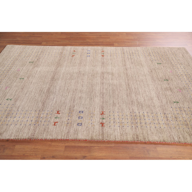 Brown Tribal Gabbeh Indian Area Rug 5x8
