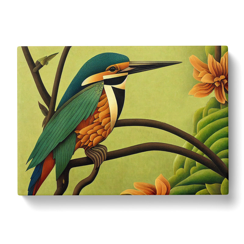 Wild Kingfisher Bird - Wrapped Canvas, 40cm H x 60cm W x 3cm D