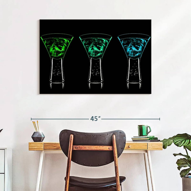 Yarlin bleu vert cocktails, H 26 po x l 39 po