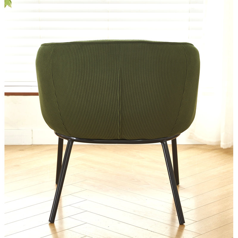 Corduroy upholstery metal leg armchair, Green Corduroy
