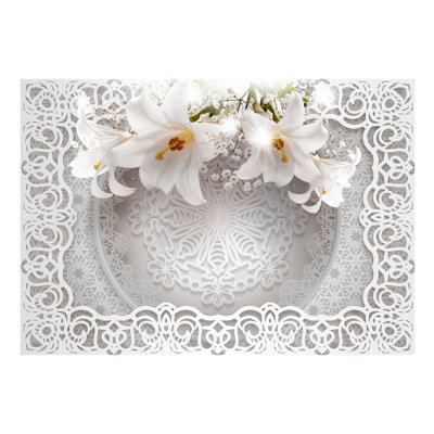 Peel & Stick Floral Wall Mural - Lilies And Ornaments - Removable Wall Decals