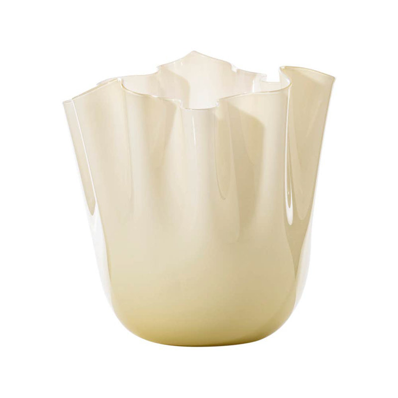 Venini Fazzoletto Vase, 9.45" H x 7.87" W x 7.87" D, Milk White
