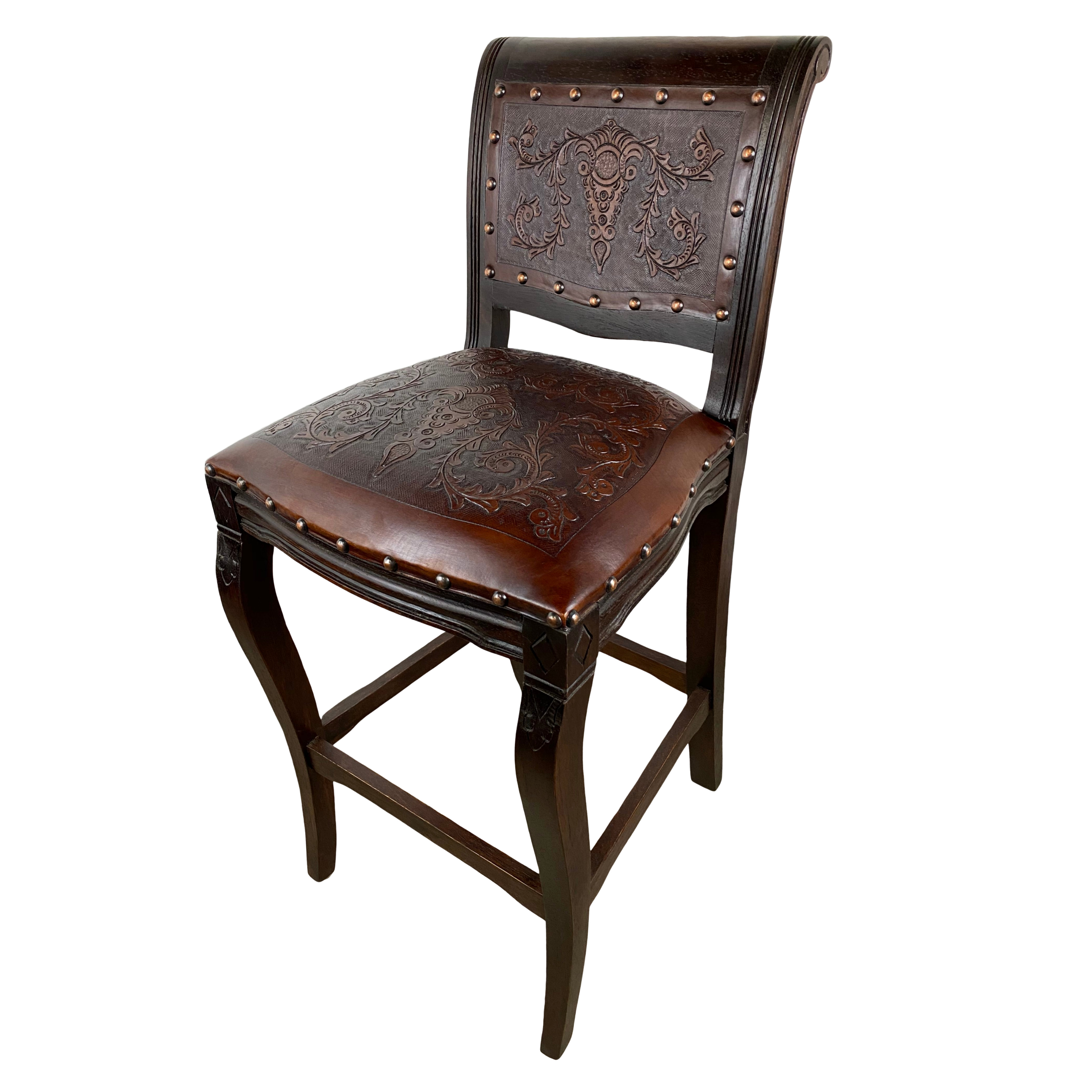 Tooled leather best sale bar stools