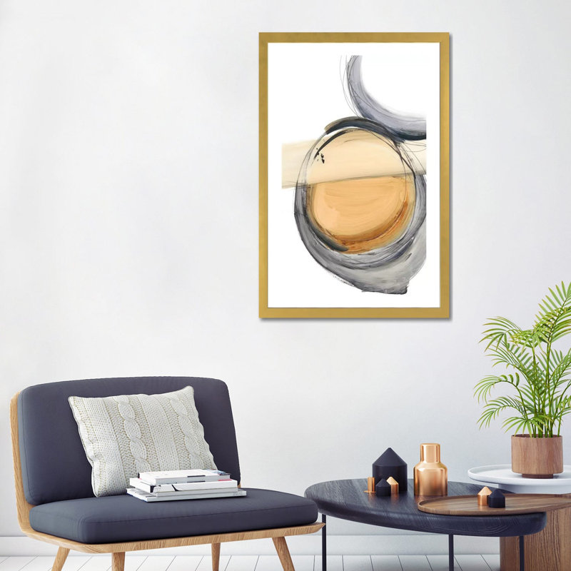 "Sienna & Slate III" par Ethan Harper, reproduction d’art, Papier encadré doré, Blanc, H 32 po x l 24 po x P 1 po