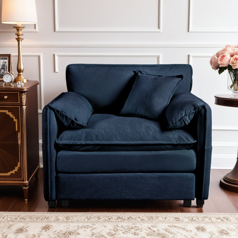 Fauteuil d'appoint surdimensionné en chenille surdimensionné, Chenille bleu, 1