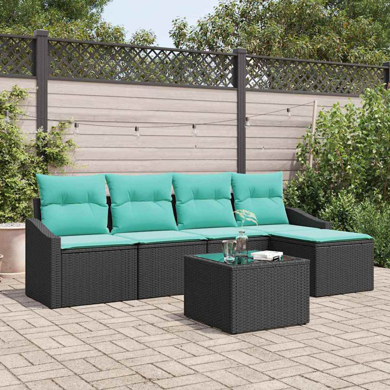 Ensemble de canapé avec coussin vidaXL 6 pièces vidaXL, Coussin bleu / cadre noir