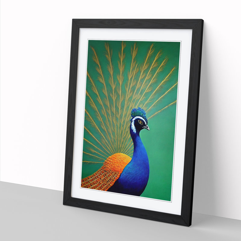 Peacock Vol.1 - Single Picture Frame Painting, Black, 34cm H x 25cm W x 2cm D