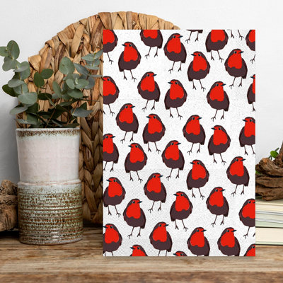 Jolly Red Robins Contemporary Bird Nature Wildlife Wall Art Print