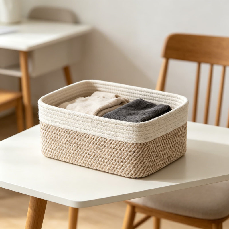 5 Pack Small Woven Storage Baskets, Cotton Rope Organizer Bins For Shelves In Bathroom, Closet & Nursery, Decorative Storage For Socks, Toys, And Home Organization
