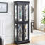 Vitrine lumineuse vitrée pour garde-manger, avec éclairage interne et tablettes réglables avec tablettes spacieuses à six niveaux, noir