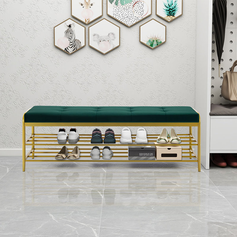 Banc de rangement en métal Ethin, Vert