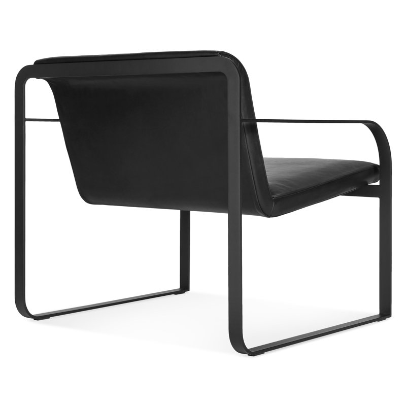 Skald Lounge Chair, Onyx Genuine Leather, Matte Black