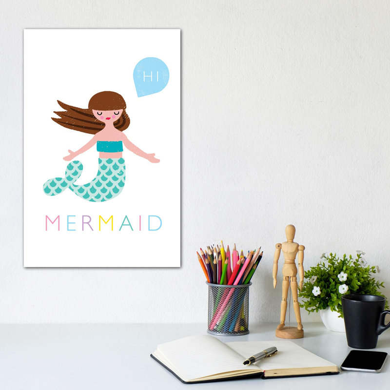 Sirène - impression d'art graphique, Toile tendue, H 12 po x l 8 po x P 0,75 po, Pas de tapis