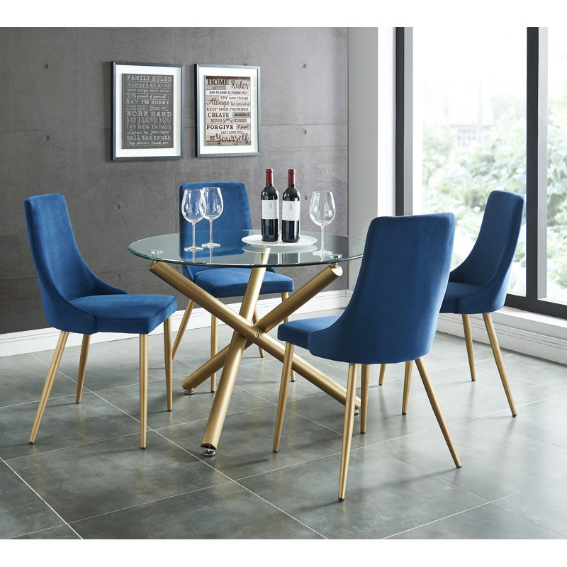 Ensemble repas en verre pour 4 personnes Bob, Bleu