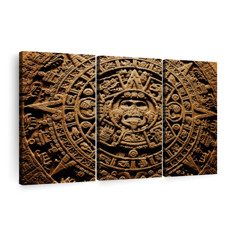 Impression historique sur toile "Calendrier aztèque antique" sur, H 20 po x l 33 po