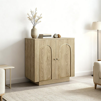 30.3 In Accent Cabinet Office Storage Cabinet With 1 Shelf And Soft-close Hinges, Arched Doors
