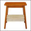 Table d'appoint de 23 pouces de style Mid-Century avec tablette tissée, style bohème et beaucoup de rangement pour les intérieurs modernes