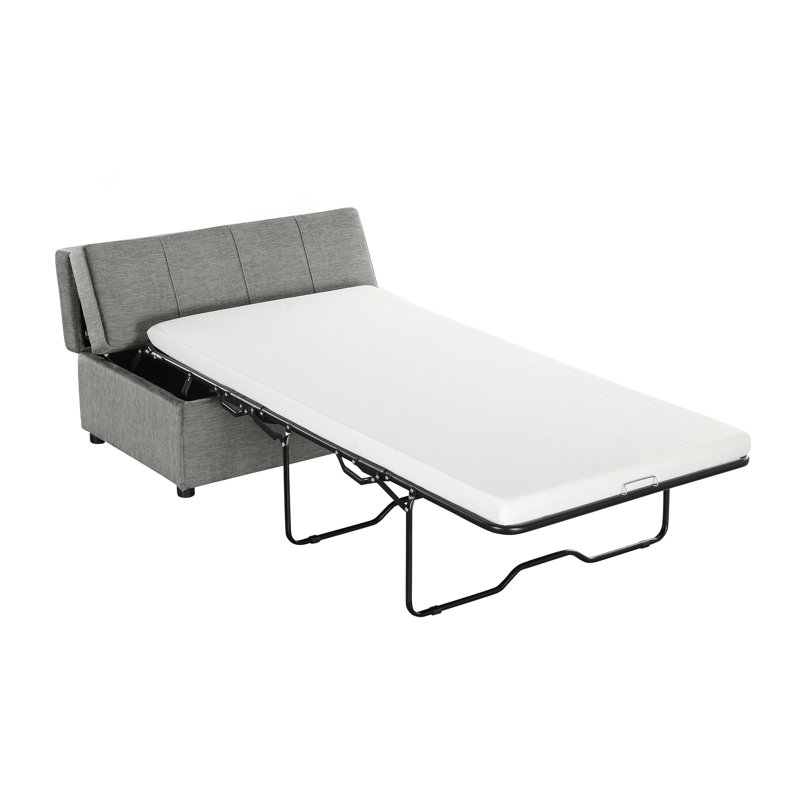 Lit simple escamotable avec repose-pieds et lit d'invité convertible avec matelas, Dark Grey