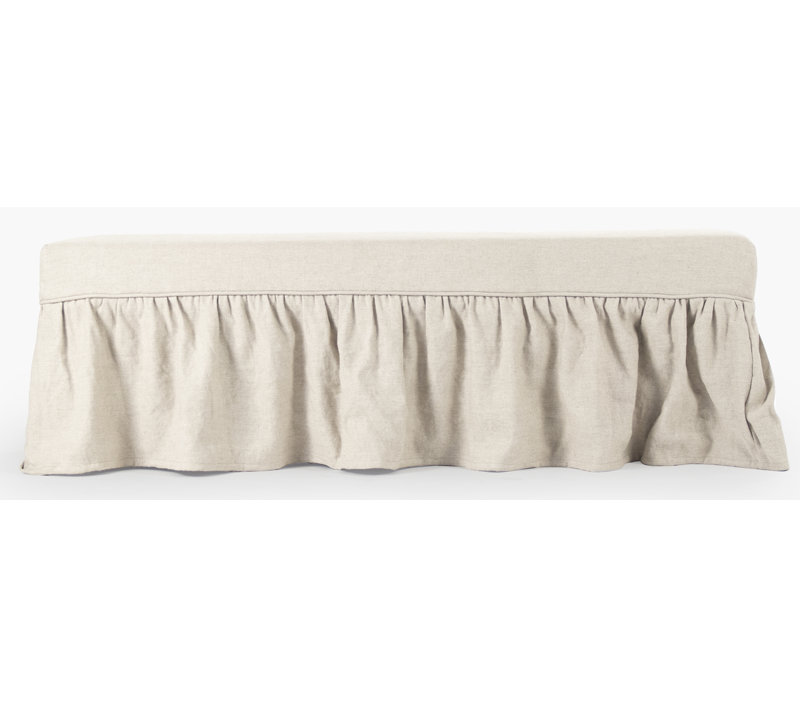 Elena Classic Linen-Cotton Skirted Accent Bench in Natural