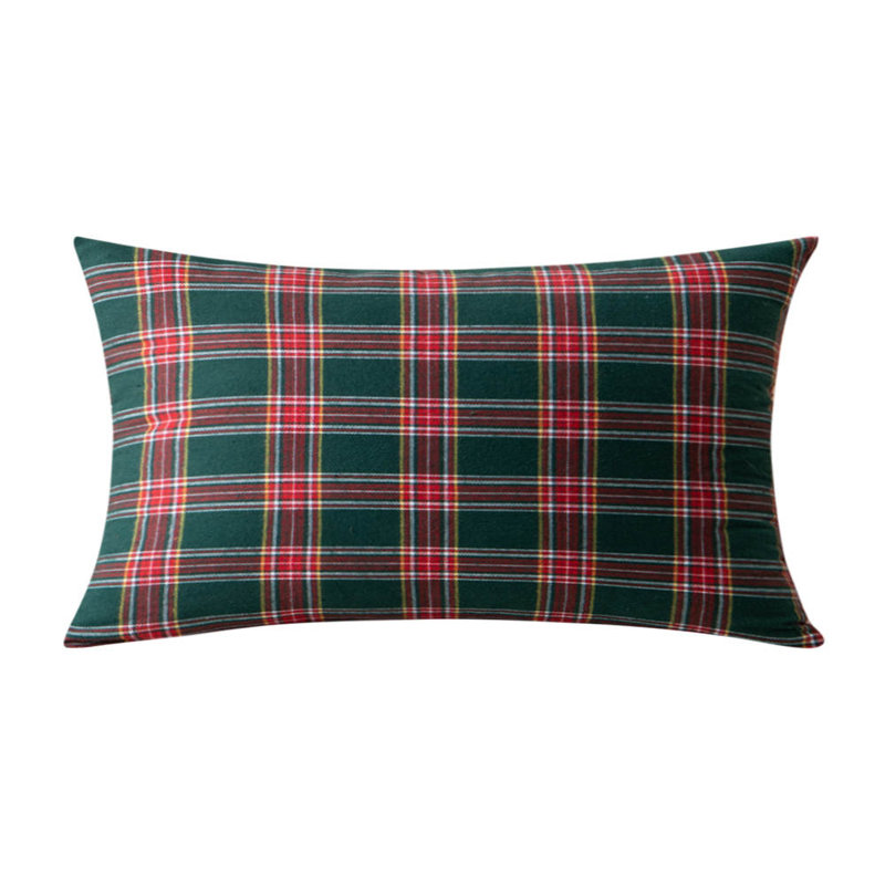 Housse de coussin rectangulaire 100% coton, Rouge/jaune, 22 po x 14 po