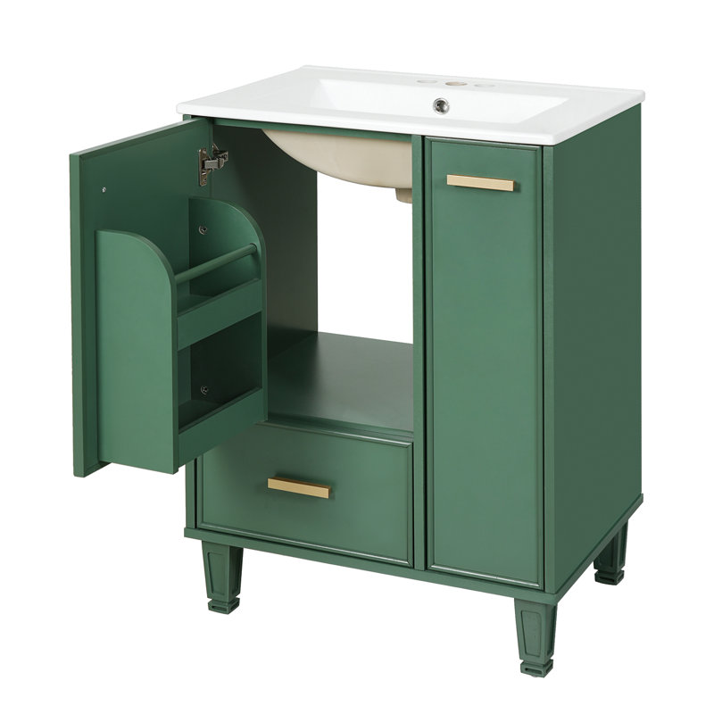 Meuble-lavabo de salle de bain avec lavabo, Vert