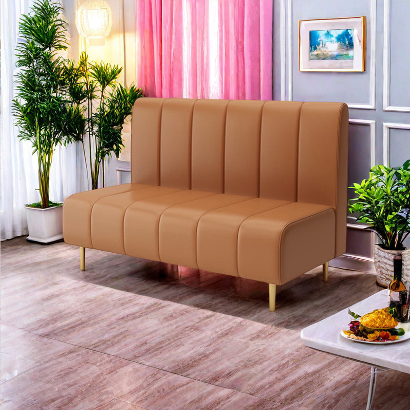 Banc rembourré en similicuir Farver, Brun