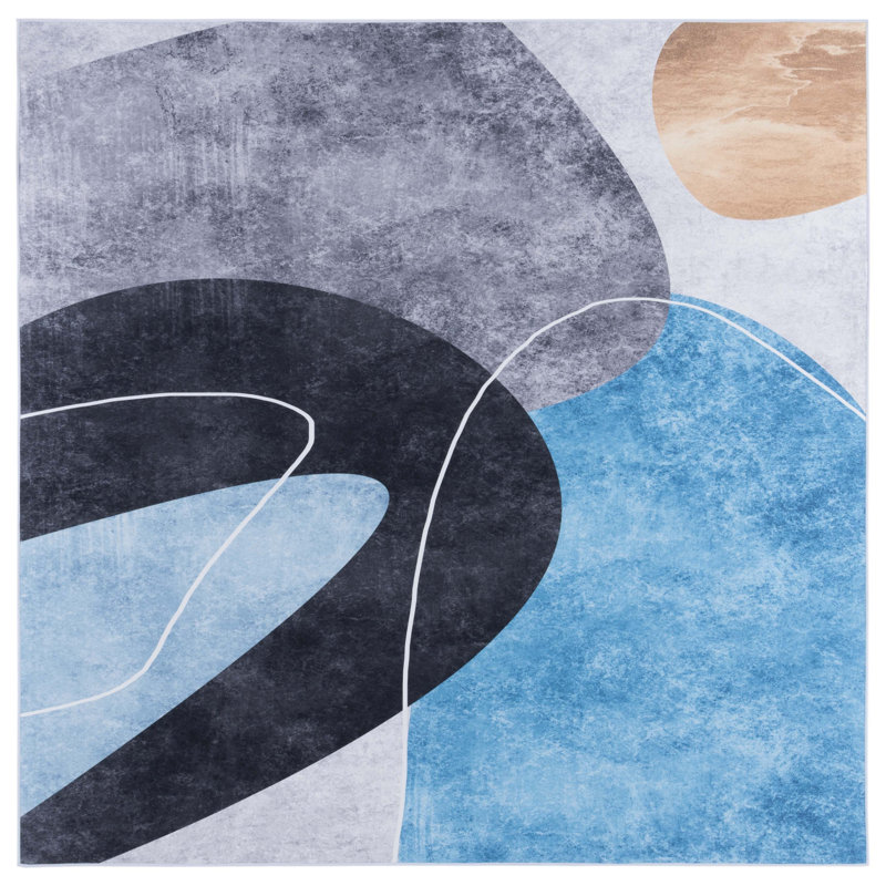 Tacoma Performance Machine Washable Abstract Rug, Square 6'