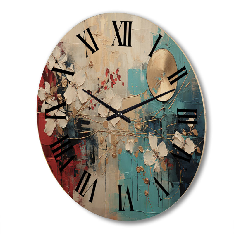Horloge murale en bois massif Anyila, Très grand