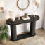 Console ovale cannelée 42,5 po - Table d'entrée étroite avec tablette de rangement, canapé moderne pour le couloir, le vestibule et le canapé derrière, noir-1011476981