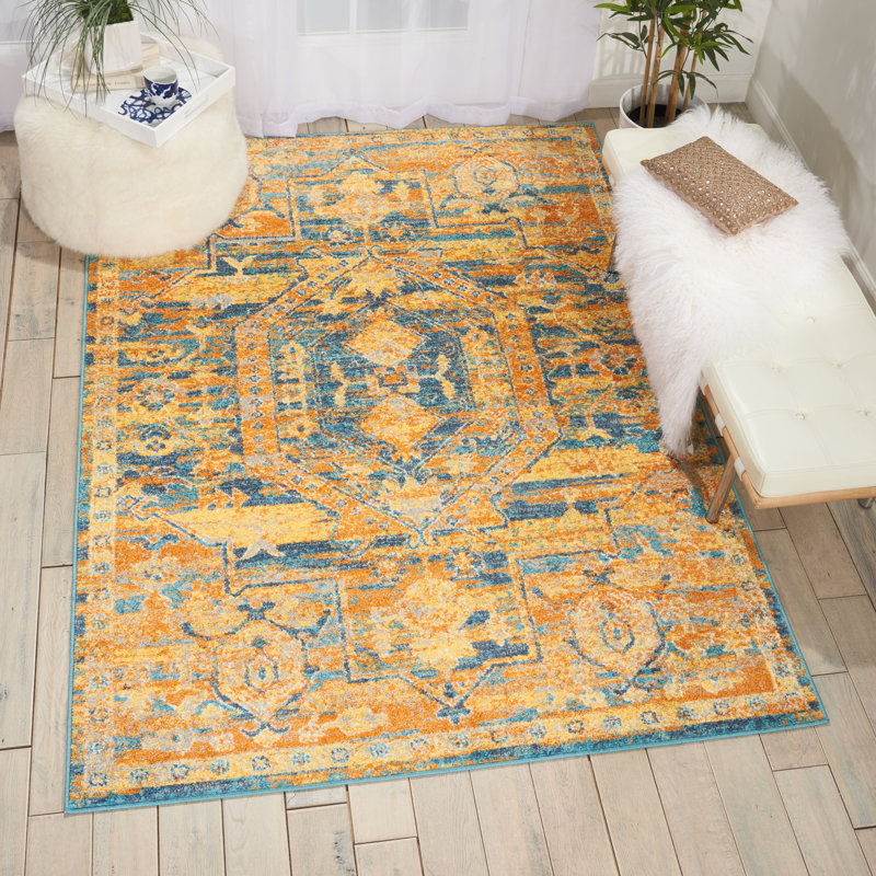 Geomar Tufted Gold Rug, Rectangle 114 x 175cm