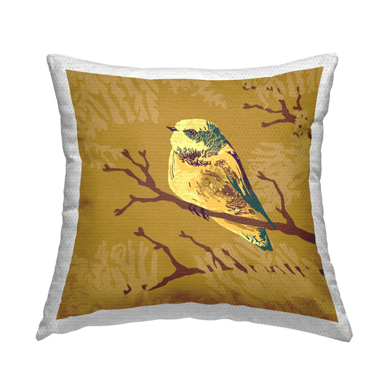 Coussin d'extérieur imprimé à motif de feuilles botaniques perchées par Verbrugge
