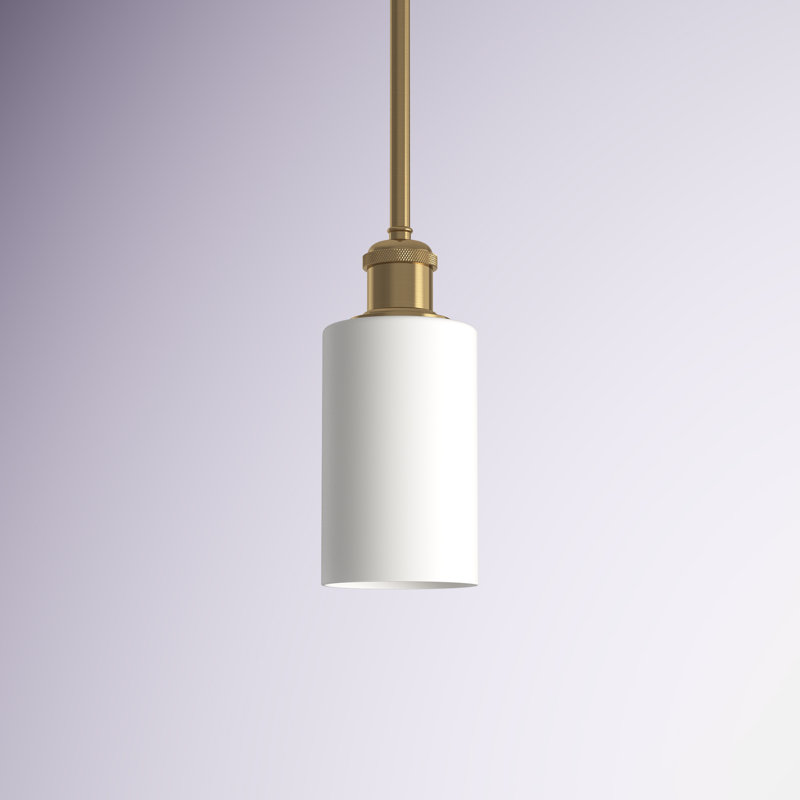 Glessite 1 - Light Single Cylinder Pendant, Brushed Brass, White, LED