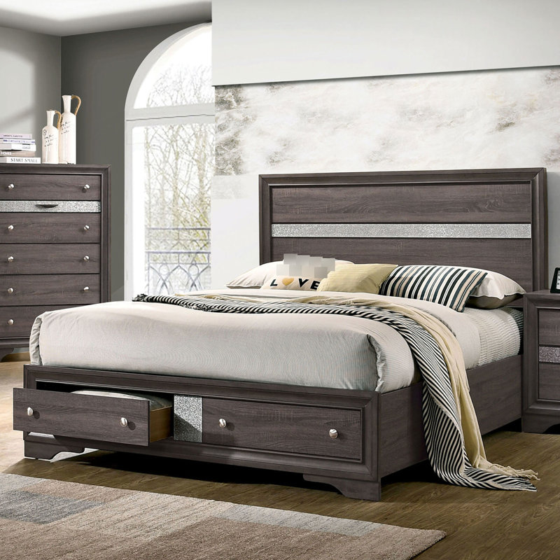 Gray Queen Bed With Drawers, Contemporary Sophistication - Bedroom Class Revolutionized Drawers For Modern Chic Furniture Option
