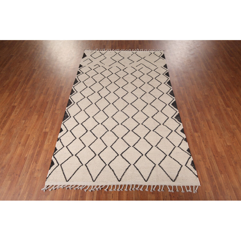 Tapis marocain ivoire fait à la main en treillis 6 x 10
