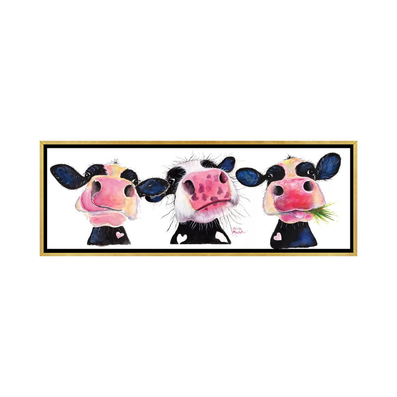 «The Nosy Cows» par Shirley Macarthur - impression d'art graphique panoramique, H 24 po x l 72 po x P 1,5 po