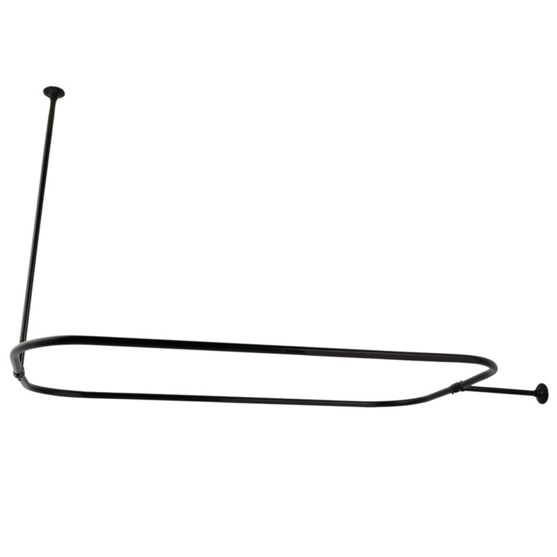 Kingston Brass Vintage 44.5-Inch Rectangular Shower Curtain Rod, 18 Gauge, Matte Black