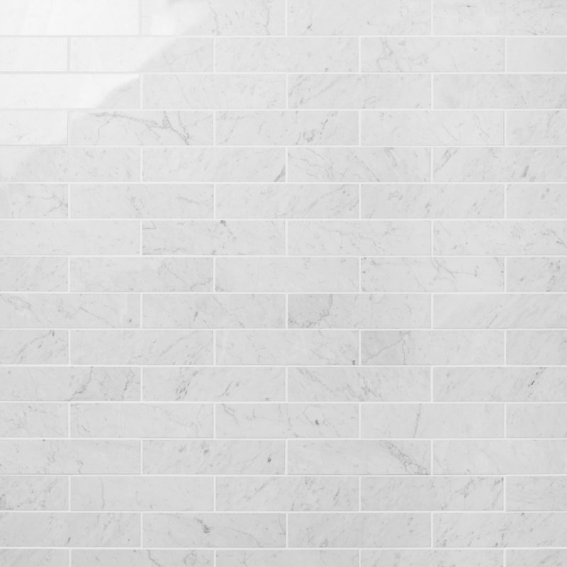 Carrara 3x12 Honed Marble Floor and Wall Tile, 2.95" W x 12" D, Polished