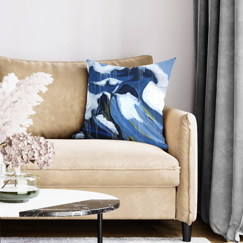 Wave in Motion - Coastal Classic Blue Poly Twill Throw Pillow – Poly Twill Throw Pillow with Insert, Double-Sided Print