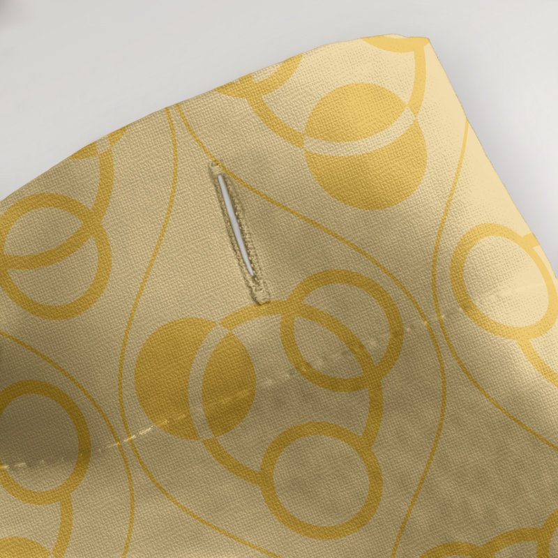 Rideau de douche simple cercles et vagues classic, Jaune
