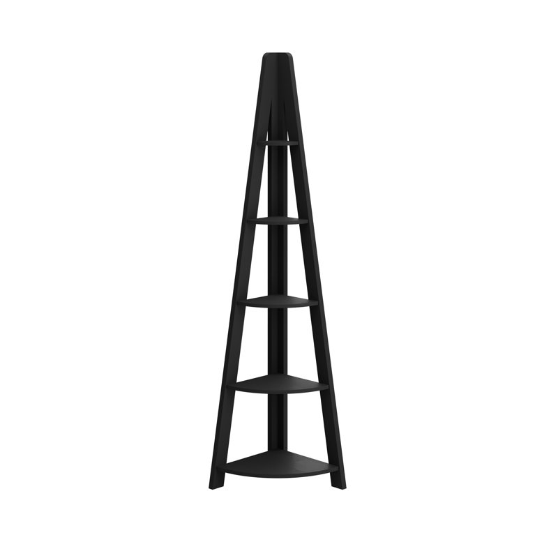 Gardi Corner Bookcase, Black, 175.4" H x 38.6" W x 38.6" D