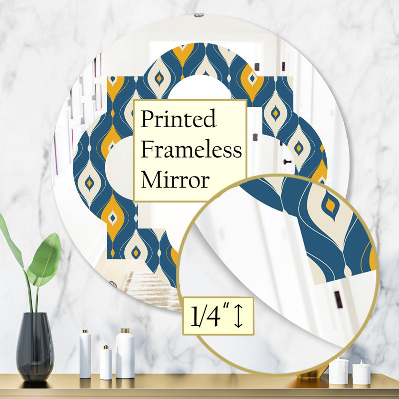 Miroir mural sans cadre abstrait et moderne à motif abstrait quadrilobe II, H 31,5 po x l po