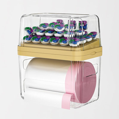2-In-1 Trash Bag Dispenser And Pods Container, Clear Acrylic Organizer With Removable Lids For Under Sink Kitchen Storage