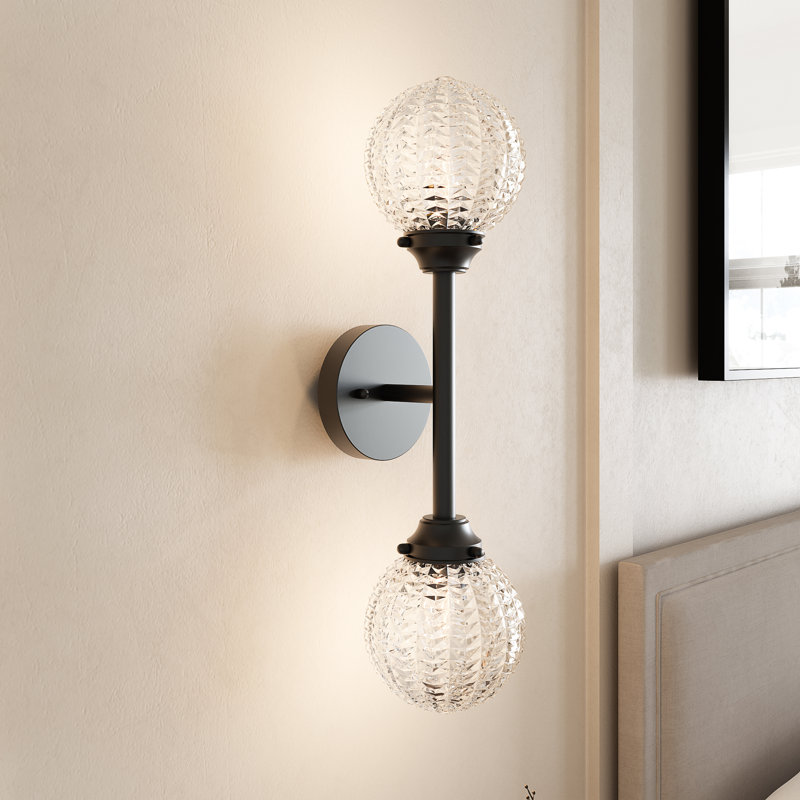 Mattias 2 - Light Dimmable Wall Sconce with Water Glass, Clear, Matte Black