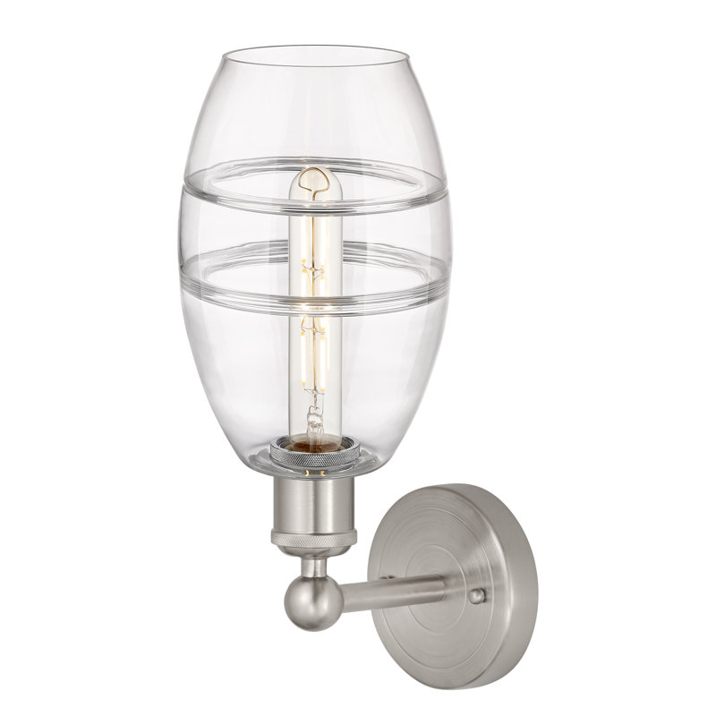 Applique murale en acier Bettylou, H 10,38 po x l 5,88 po x P 7,44 po, Transparent, Nickel satiné