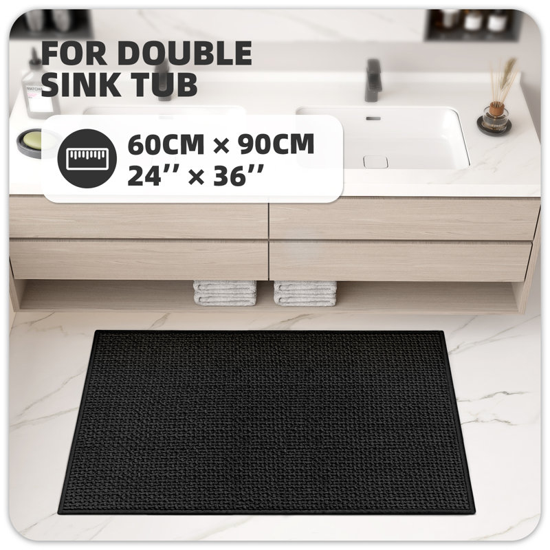 Tapis pour salle de bain Idalee, Noir, L 24 po x L 36 po